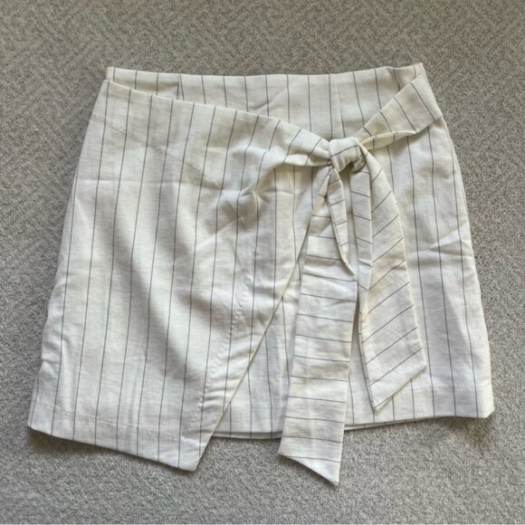 Rachel Zoe Wrap Side Tie Mini Skirt in Pinstripe - Picture 2 of 2